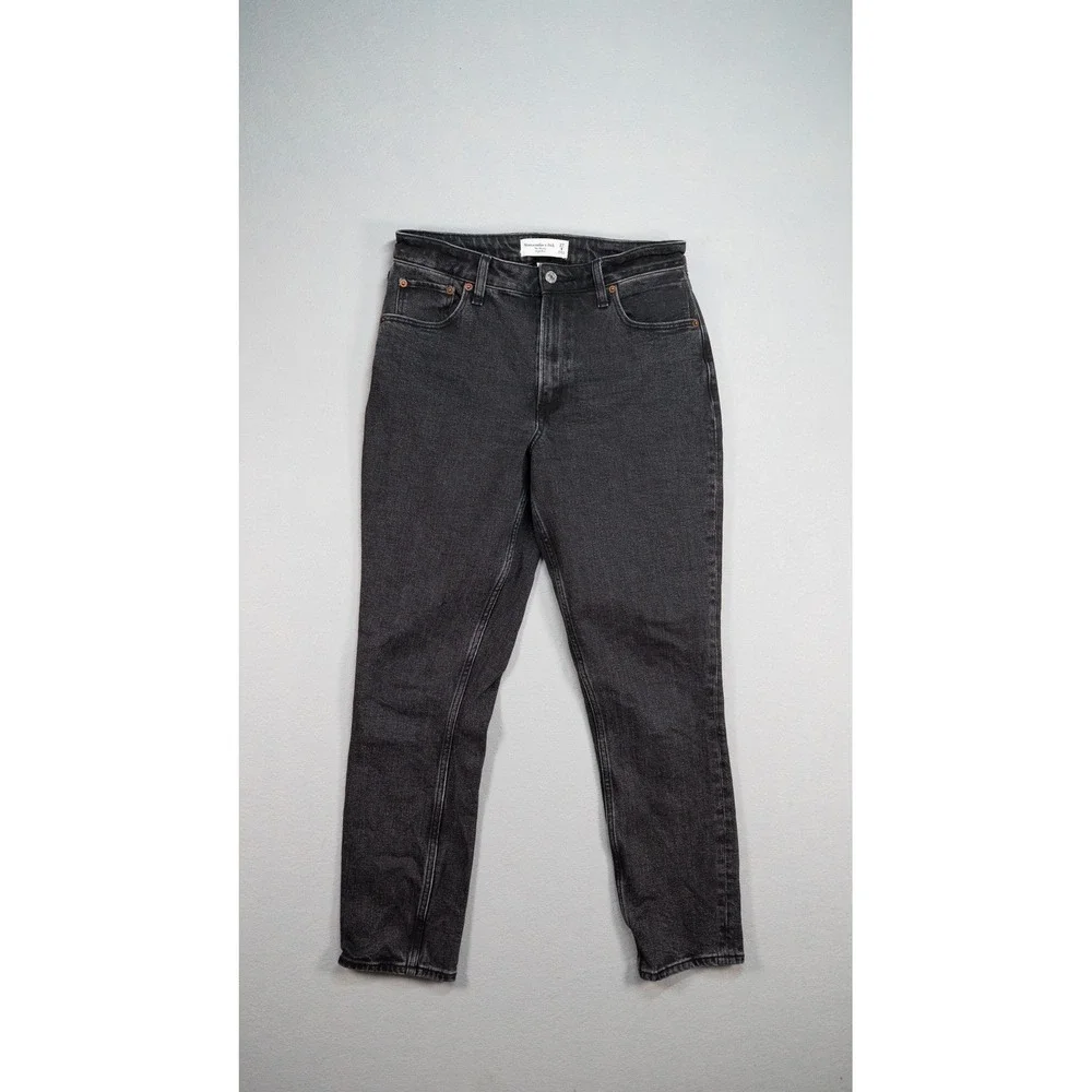Abercrombie &‎ Fitch The 90s Straight High Rise Jeans Womens 27 Black Wash Denim